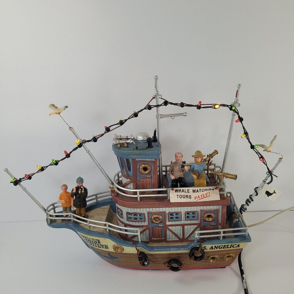Lemax Signature Whale Watching Boat Lighted Nautical Figurine Medium Resin - Picture 5 of 7